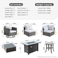 thumbnail image 3 of Ovios 9 Pieces Patio Fire Pit Set Outdoor Wicker Sectional Sofa Conversation Set with Swivel Rocking Chairs,Gray, 3 of 8