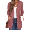 thumbnail image 1 of Innerwin Cardigan Sweater Long Sleeve Ladies Outwear Holiday Solid Color Soft Cardigans Red L, 1 of 3