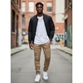 thumbnail image 4 of J. METHOD Men’s Jogger Pants Casual Moto Biker Zipper Slim Fit French Terry Fleece Tapered Leg Elastic Waist NEMP20 Khaki M, 4 of 6