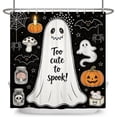 thumbnail image 6 of Nanqianyi Happy Halloween Waterproof Shower Curtain,Cute Ghost Pumpkin Polyester Bathroom Home Decor Set with Hooks,72 W x78 H Inch, 6 of 7