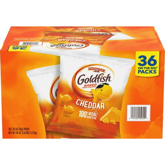 Goldfish Cheddar Crackers, Snack Packs, 1.25 oz, 36 Ct Multi-pack Box