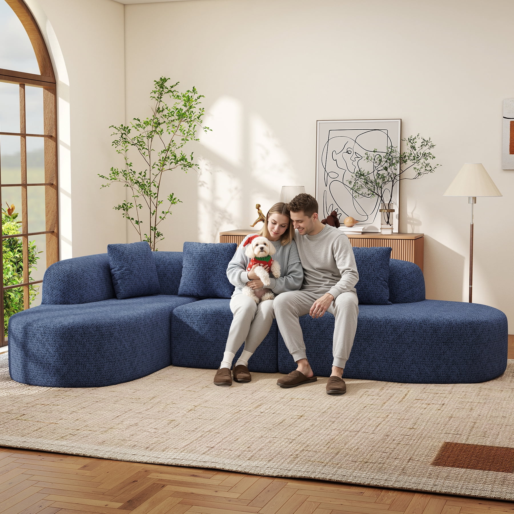 Daluvenix 114 Inch Boneless Couches for Living Room Modern Modular Sectional Sofa with Left Chaise L-Shape Cloud Sectional Couch