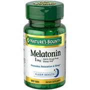 (2 pack) (2 pack) Nature's Bounty Melatonin Dietary Supplement Tablets, 1mg, 180 Ct