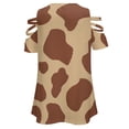 thumbnail image 5 of Cow Print Pictures Womens Summer V Neck Zipper Top Short Sleeve T Shirt Off Shoulder Top Casual Classy Loose Shirts, 5 of 7