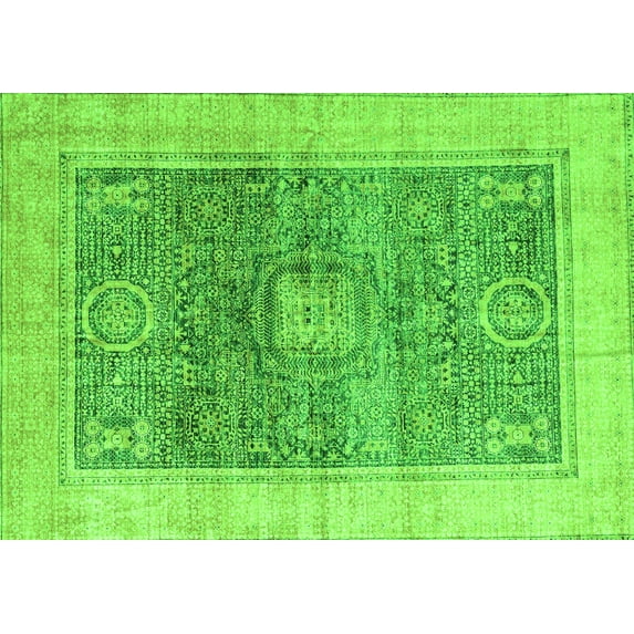 Ahgly Company Indoor Rectangle Abstract Green Modern Area Rugs, 7' x 10'