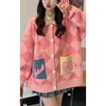 thumbnail image 2 of Pull Ouvert pour Femmes Col Rabattu Simple Boutonnage Bloc de Couleur Ouvert Tricoté, 2 of 8