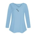 thumbnail image 4 of aidice T Shirts for Women Casual V Neck Crisscross Long Sleeve Button Tops Tunic Comfy Fitting Shirts, 4 of 4