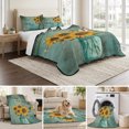 thumbnail image 6 of King Quilt Set 96''x106'', Vintage Sunflower Lightweight Bedspread Coverlet Set with 2 Pillow Shams, Teal Retro Summer Botanical Floral Breathable All Season Quilt Bedding for Bedroom/Guest Room, 6 of 9