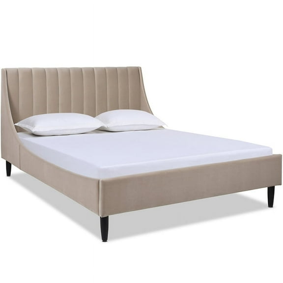 Sandy Wilson Home Aspen Upholstered Platform Bed Queen Mink Beige