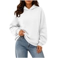 thumbnail image 2 of Diufon Fall Hoodies for Women Long Sleeve Fleece Thermal Oversized Sweatshirt with Front Pocket Winter Basic Loose Pullover, 2 of 8