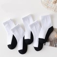 thumbnail image 2 of Fewfanhot Kids 5 Pack Color Block Toe Crew Socks, Breathable Cotton Mid Calf Uniform Sport Socks for Kids Back to School, 2 of 6