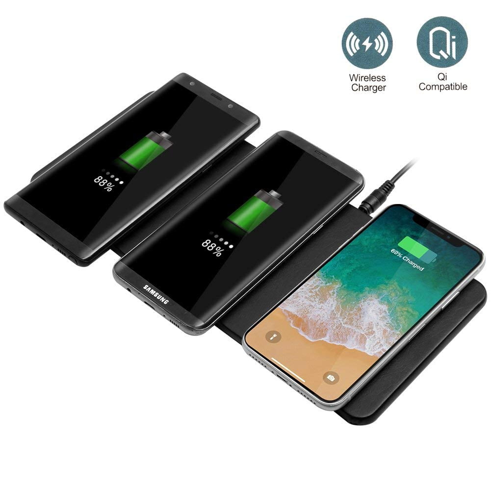 Qi Triple Wireless Charger Station, 3 Devices Multi Wireless Charger
