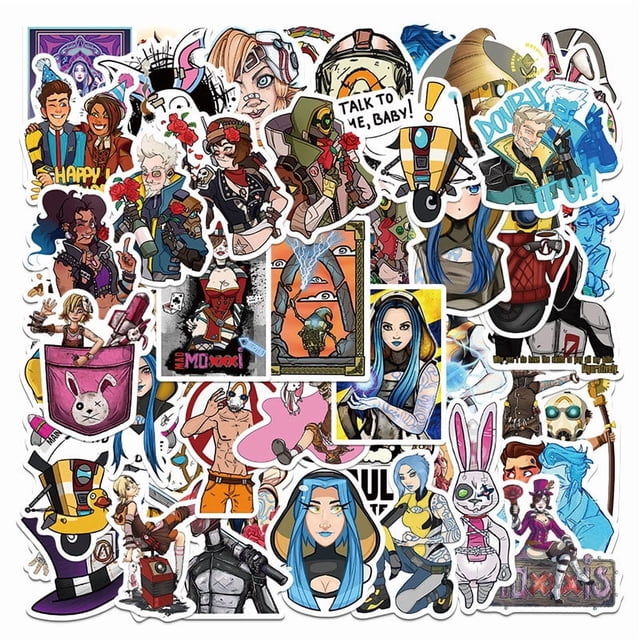 Pegatinas Borderlands de vinilo impermeables tipo anime, 50 unidades/lote