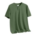 thumbnail image 4 of Hoen Summer Short Sleeve Tops for Men Button Round Neck Basic Shirts Soft Breathbale Casual Loose Pullover Shirts, 4 of 9