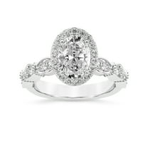 IGI Certified 3 Carat Oval Shape Lab Grown Diamond Engagement Ring | 14K White Gold |Micaela Halo Diamond Ring | FG-VS1-VS2 Quality Friendly Diamonds