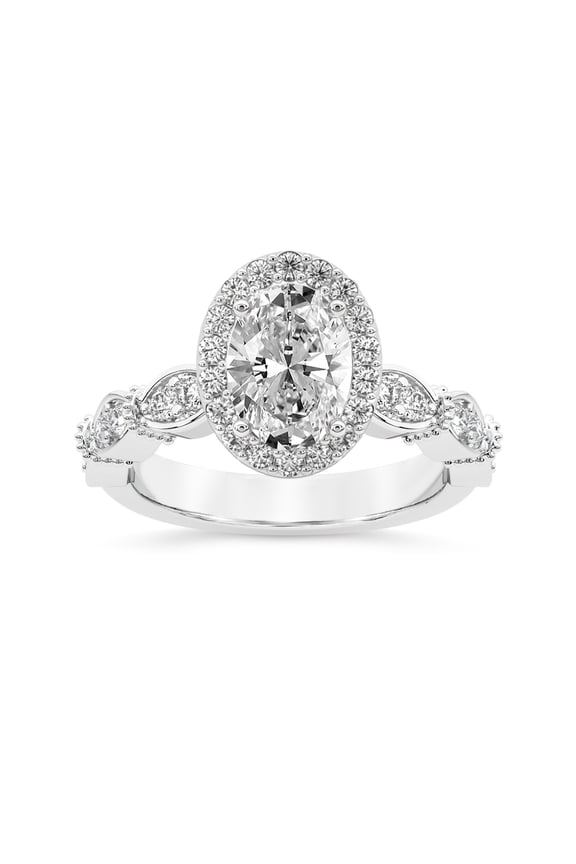 IGI Certified 2 Carat Oval Shape Lab Grown Diamond Engagement Ring | 14K White Gold |Micaela Halo Diamond Ring | FG-VS1-VS2 Quality Friendly Diamonds