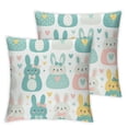 thumbnail image 2 of JRXY Easter Pillow Covers,Holiday Bunny Rabbits Decor Throw Pillow Covers,Colorful Spring Farmhouse Pillowcase for Home Sofa Couch,2 pcs 12x12in, 2 of 6