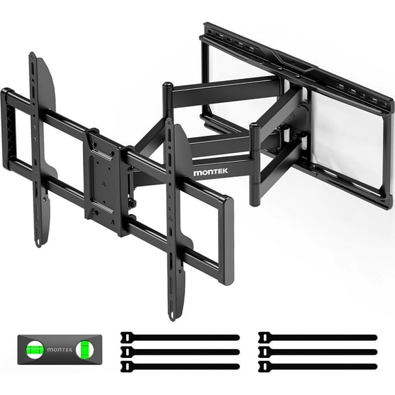 monTEK Heavy Duty TV Wall Mount for 37-90 Inch TVs up to 165lbs, 4X Load Tested, 25.1" Extended Full Motion Dual Articulating Arms, Fits 12/16/18/24" Studs, Tool-Free Tilt/Swivel, Max VESA 600x400mm