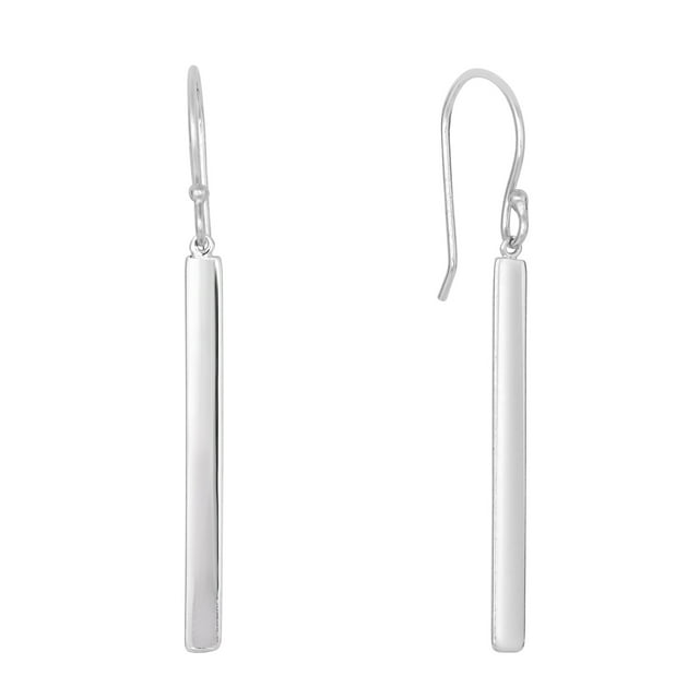 Sterling Silver Bar Style Drop Earrings With Euro Wire Clasp