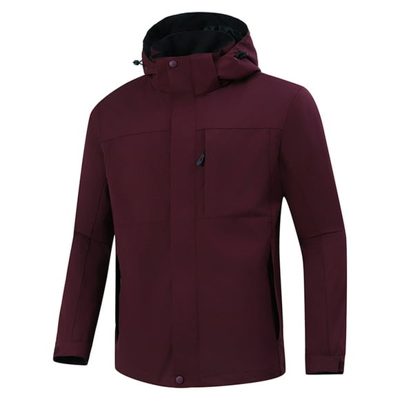 BADHUB Big & Tall Coat Men's Waterproof Rain Jacket With Hood Lightweight Performance Windbreaker Hiking Outdoor Solid Basic Rain Coat with Zipper Pocket Clearance Sales