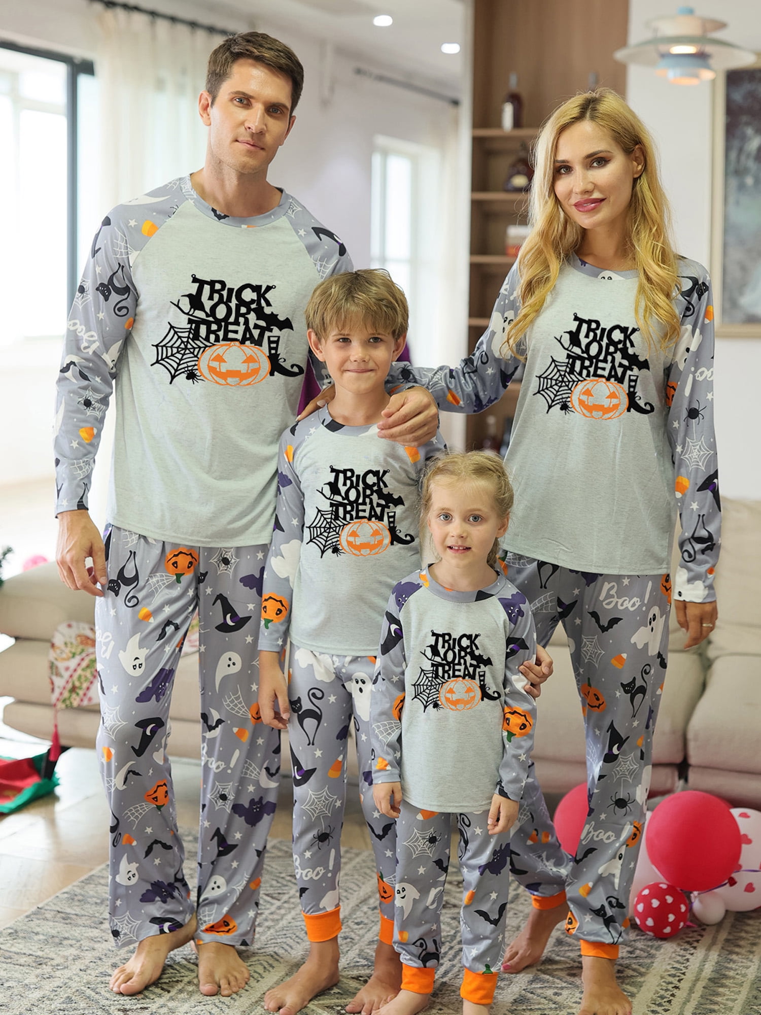 AMILIEe Family Matching Halloween Pajamas Set Holiday Pumpkin Sleepwear ...