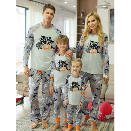 

AMILIEe Family Matching Halloween Pajamas Set Holiday Pumpkin Sleepwear Xmas PJS Set for Couples
