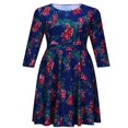 thumbnail image 3 of PENGXIANG Femmes Vintage A-Line Robe Tunique Longue Sans Manches Robe Florale, 3 of 6