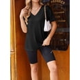 thumbnail image 6 of Weardear 3 Pack Women's Maternity Shirts V Neck Cuff Fold Pregnancy Tunic Tops Split Side Short Sleeve Pregnant Clothes, 6 of 6