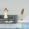 thumbnail image 2 of Figura de querubín de resina con paloma y escultura en forma de hoja metálica. Adorno abstracto nórdico creativo para la decoración de la mesa del sal, 2 of 8