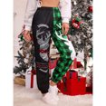 thumbnail image 3 of Pantalones de reno navideños para mujer Estampado a cuadros Cintura alta Algodón suave y agradable para la piel Pantalones navideños de poliéster para citas Navidad Verde L, 3 of 8