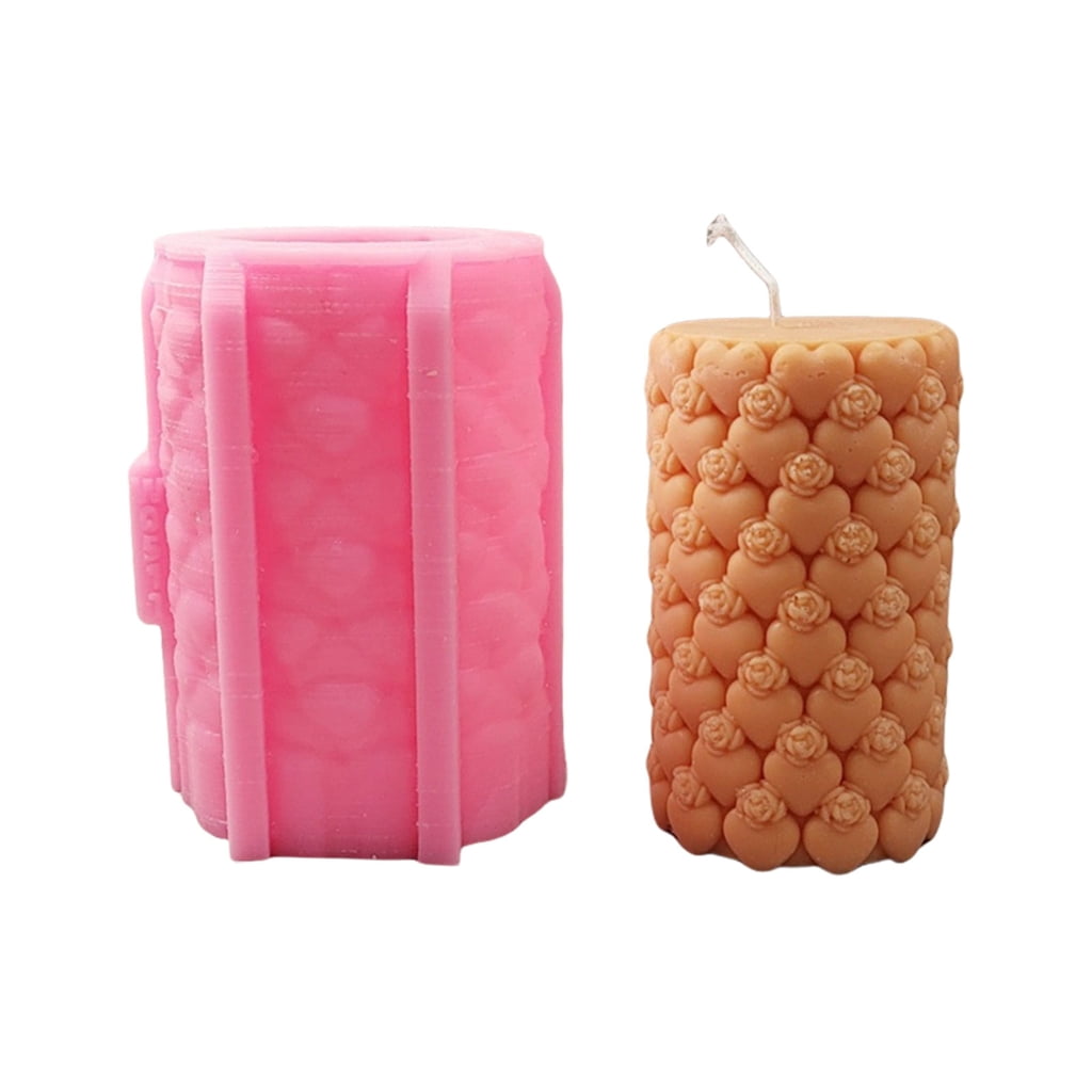 Heart Rose Pattern Silicone Candle Molds for Epoxy Resin Candle Making Cylinder Silicone Candle Molds Soap Making Molds