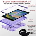 thumbnail image 3 of Case for iPad 9th/8th/7th Generation, Upgraded Military Grade Shockproof Protector iPad 9th/8th/7th Generation Cover With Pencil Holder+ Handle+ Shoulder Strap+ Contractible Kickstand,Purple, 3 of 9
