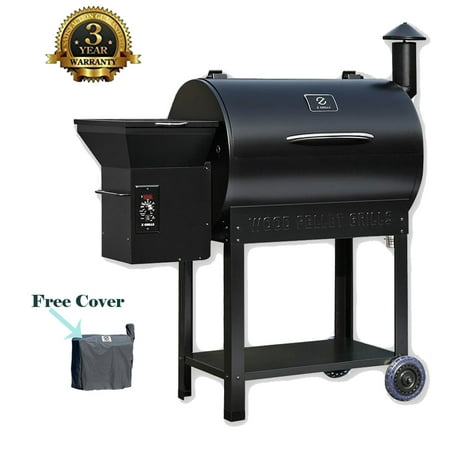 Z Grills Wood Pellet Grill & Smoker with Patio Cover, 7 in 1- Grill,700 Cooking Area, Roast, Sear, Bake,Smoke, Braise and BBQ with Electric Digital Controls for