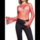 thumbnail image 2 of Tops de Larga con de Diamantes de Imitación para Mujer, Camisetas de Transparente con Cristales y Conjuntos de Red Rojo M, 2 of 7