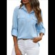 thumbnail image 2 of Camisas de con Botones para Mujer, Blusa de Larga, Informal, para Trabajo o Oficina. Azul M, 2 of 10