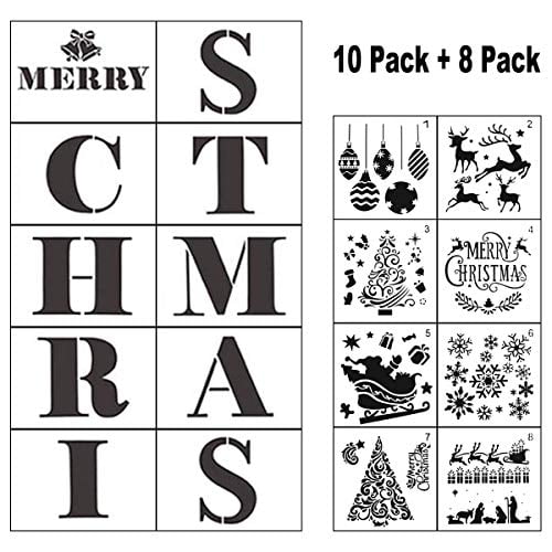 christmas stencils for painting on wood 18 pack merry