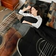thumbnail image 4 of Feelyou Vintage Wooden Guitar Bedding Comforter Set 7pcs, Pop Hip Hop Music Queen Bedding Sets, Teen Boy Girl Kid Reversible Queen Sheet Sets, Luxury Bedroom Decor, 4 of 7