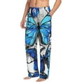 thumbnail image 2 of Balery Men'S Blue And White Butterflies Pants,Sleepwear Pants,Pajama Pants,Pj Bottoms Drawstring And Pockets-Small, 2 of 9