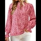 thumbnail image 3 of Blusa de Estilo Bohemio con Cuello en V y Mangas Largas, Estilo Floral, Informal, Holgada, de Verano, con Mangas Abullonadas para Mujer. Rojo L, 3 of 6
