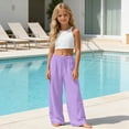 thumbnail image 5 of OGLCCG Wide Leg Pants Girls Summer Loose Vacation Beach Pants for Teens Lightweight Straight Leg Trousers with Pockets 3-14 Years, 5 of 7