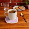 thumbnail image 5 of Unique Bargains 1 Pc Square Pearl Heat Insulation Mat Drink Coaster Pink Cotton rope, 5 of 5
