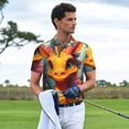 thumbnail image 3 of Pofeuu Colorful Flower Chameleon Print Men's Loose Fit Midweight Short-Sleeve Pocket Polo-Small, 3 of 6