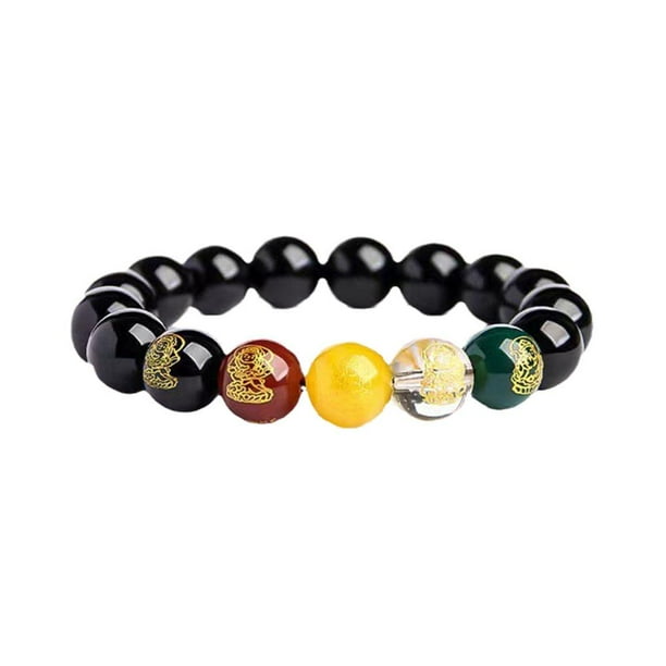 SGACAI Pulsera energética con amuleto de la suerte y la fortuna para hombre y mujer con cuentas redondas de cinabrio rojo^