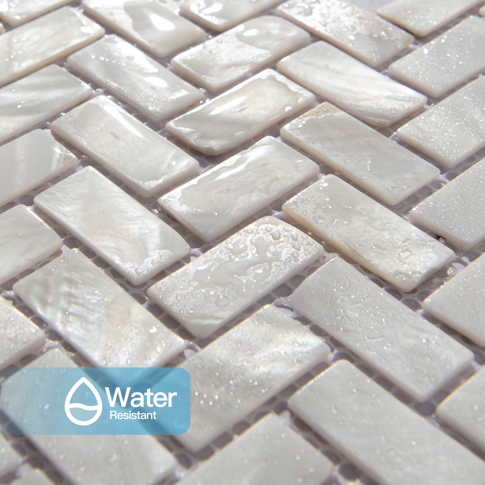 Art3d (10-Pack) 12"x 12" Mother of Pearl Backsplash Tile with Seams White Opal Subway for Kitchen