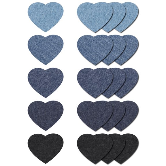 Uxcell Iron on Patches for Clothes Denim Fabric Repair Patch Fitting for Camping Tent Heart Shape 5 Colors 20 Pack