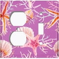 thumbnail image 2 of Metal Light Switch Wall Plate Outlet Cover (Ocean Sea Star Fish Shell Coral Clam Hot Pink - Single Duplex Single Toggle), 2 of 2
