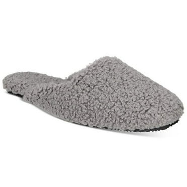 Alfani Fuzzy Women's Slip-Resistant Slide Slippers, Gray, Small 5-6