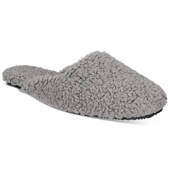 Alfani Fuzzy Women's Slip-Resistant Slide Slippers, Gray, Small 5-6