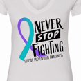 thumbnail image 4 of Inktastic Never Stop Fighting Suicide Prevention Awareness Ribbon Women's V-Neck T-Shirt, 4 of 5