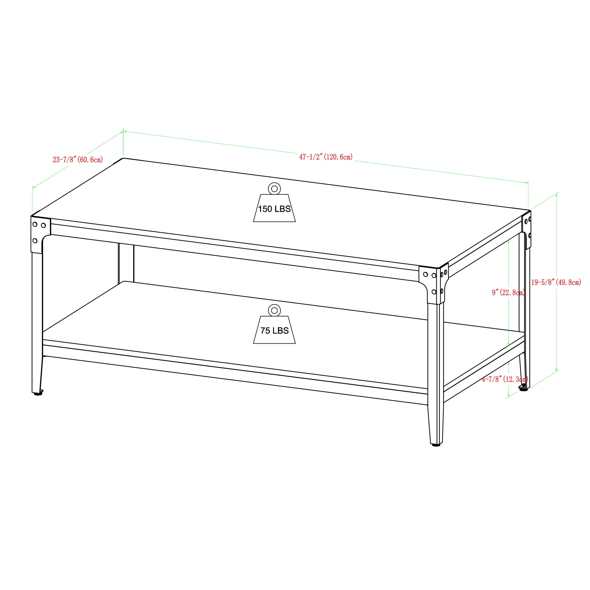 Woven Paths Wilson Angle Iron Rustic Coffee Table, Dark Walnut